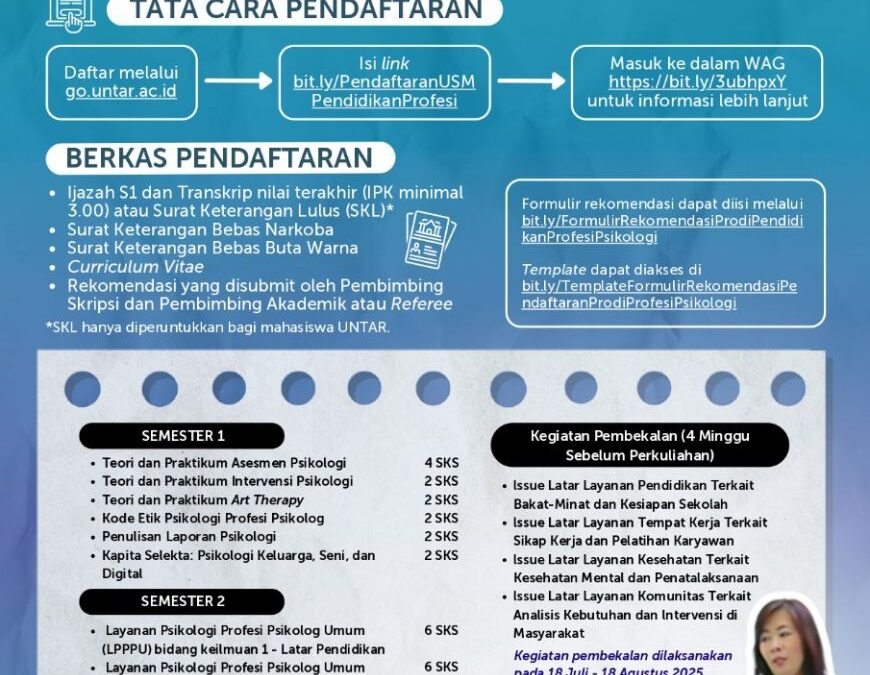 Pendaftaran Program Pendidikan Profesi Psikolog UNTAR 2025 Telah Dibuka